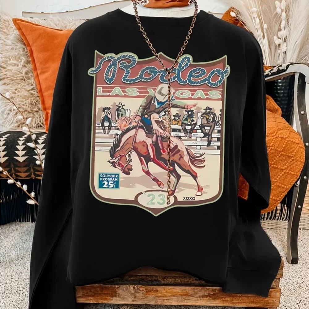 Women’s Western Black Rodeo Las Vegas Graphic Sweatshirt top